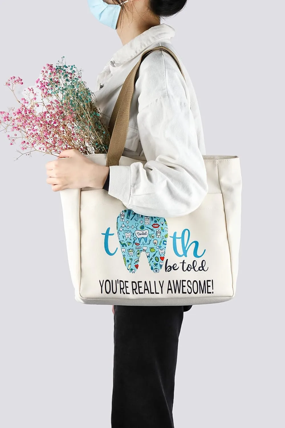 CMNIM Dental Makeup Bag Dental Hygienist Gifts Dentist Dental Assistant Graduation Gifts Tooth Be Told You're Really Awesome