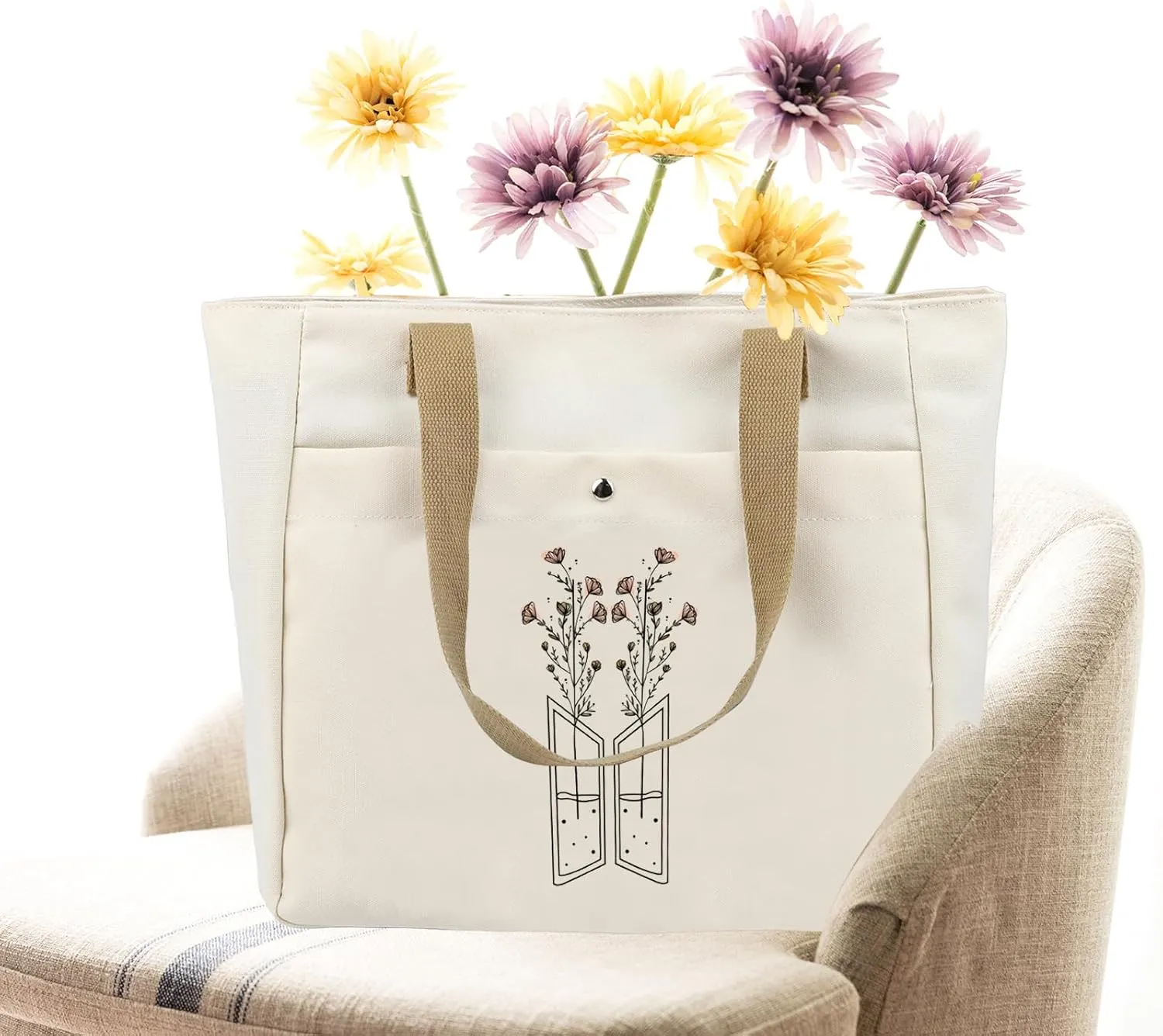 CMNIM Kpop Bangtan Merchandise Flower Tote Bag K-Pop Army Gift Korean Music Lover Gift