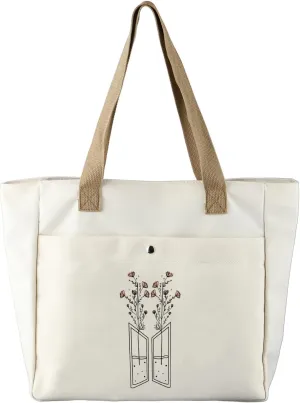 CMNIM Kpop Bangtan Merchandise Flower Tote Bag K-Pop Army Gift Korean Music Lover Gift