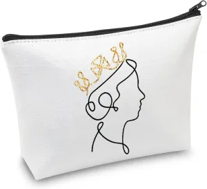CMNIM Queen Of England Gifts Queen E Silhouette Makeup Bag Queen Merch Queen Crown Zipper Pouch Bag Homage Gift for Women (Queen E Silhouette Makeup Bag)