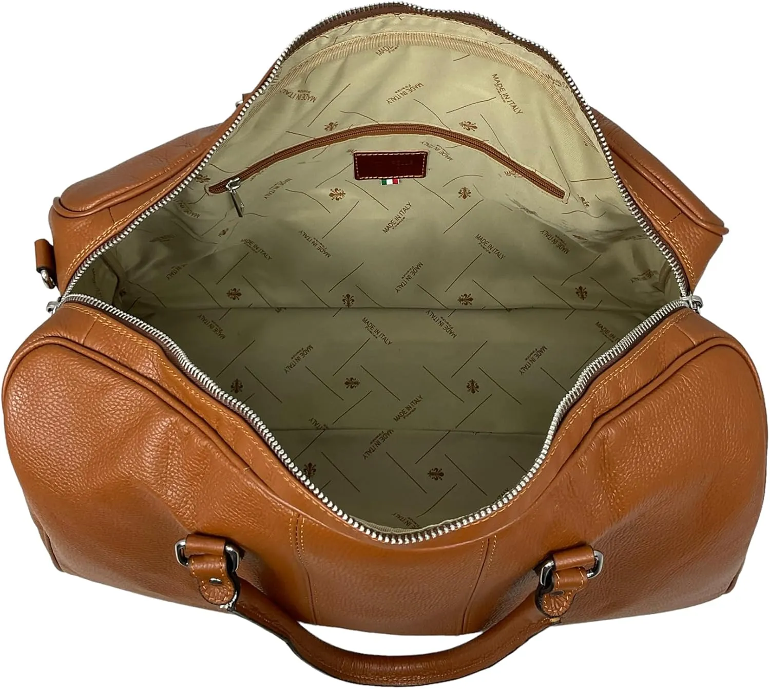 Colombo Travel Bag, Genuine Leather Made in Italy (Camel)