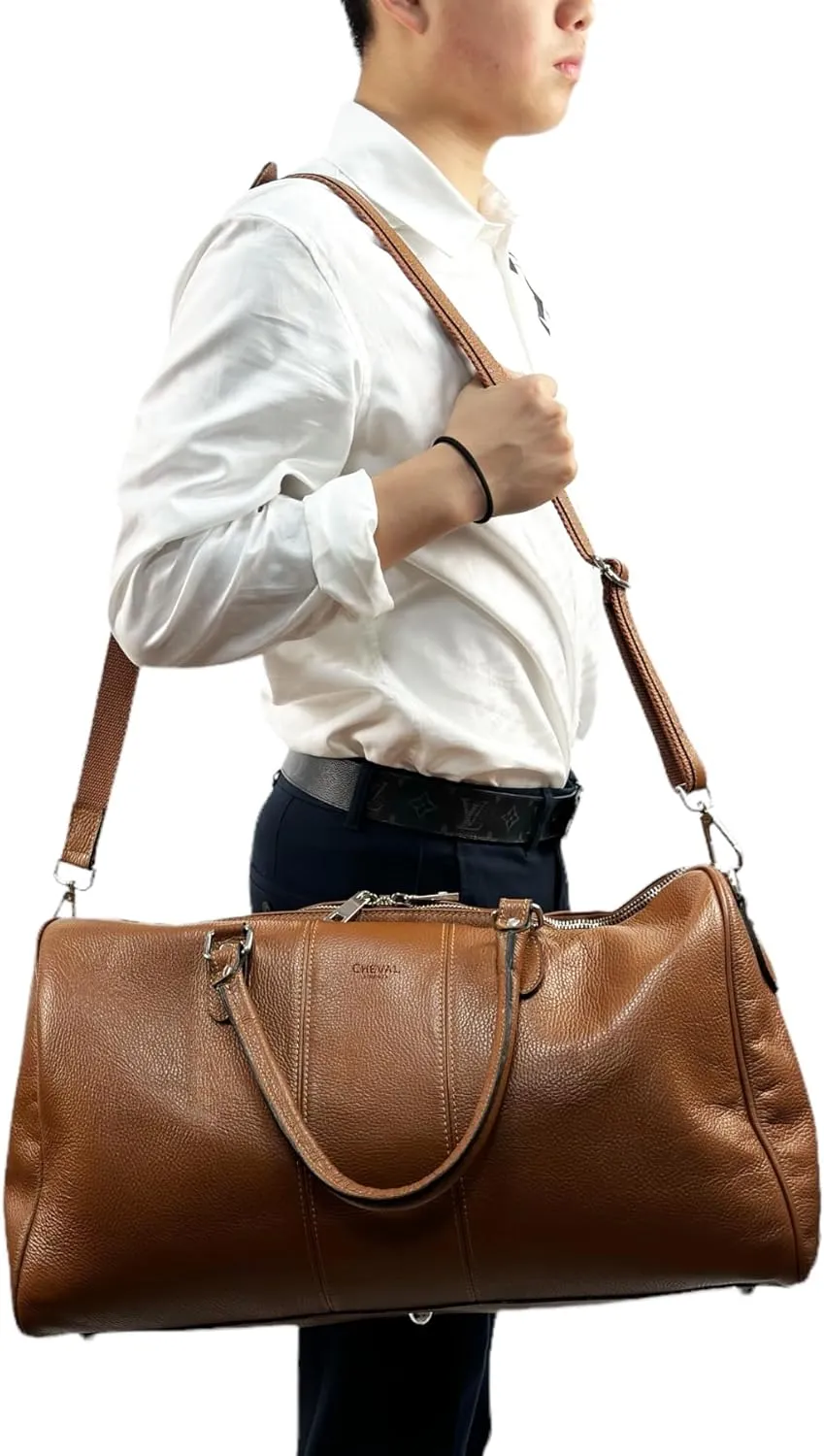 Colombo Travel Bag, Genuine Leather Made in Italy (Camel)
