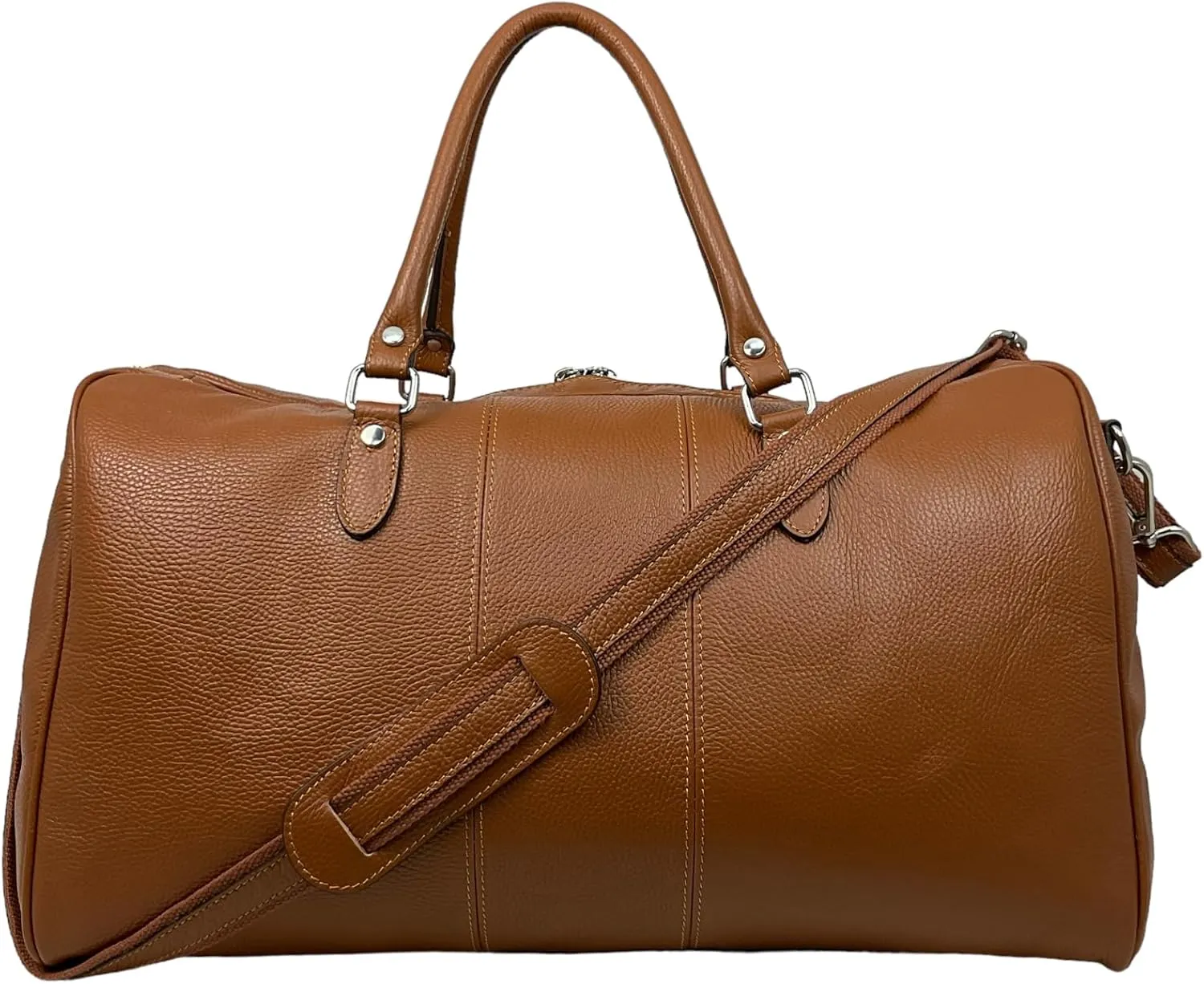 Colombo Travel Bag, Genuine Leather Made in Italy (Camel)