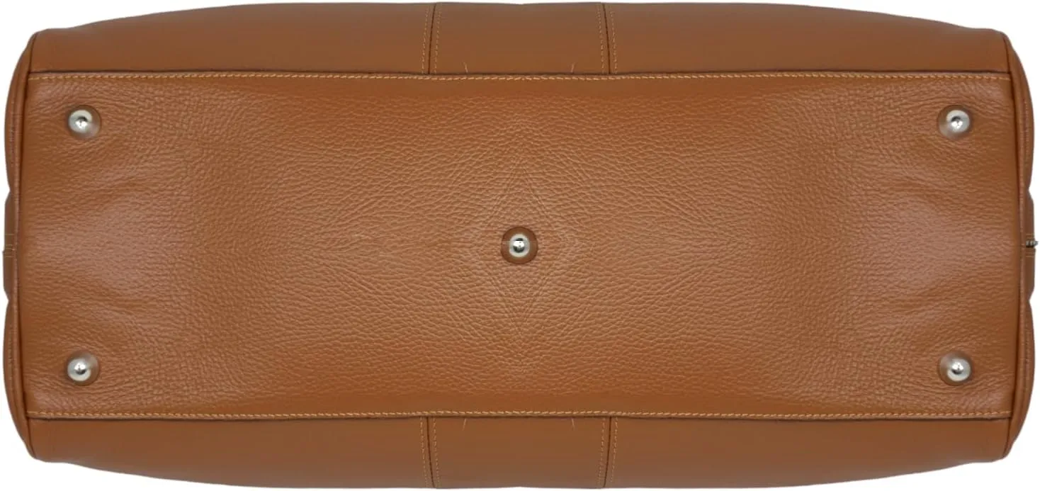 Colombo Travel Bag, Genuine Leather Made in Italy (Camel)