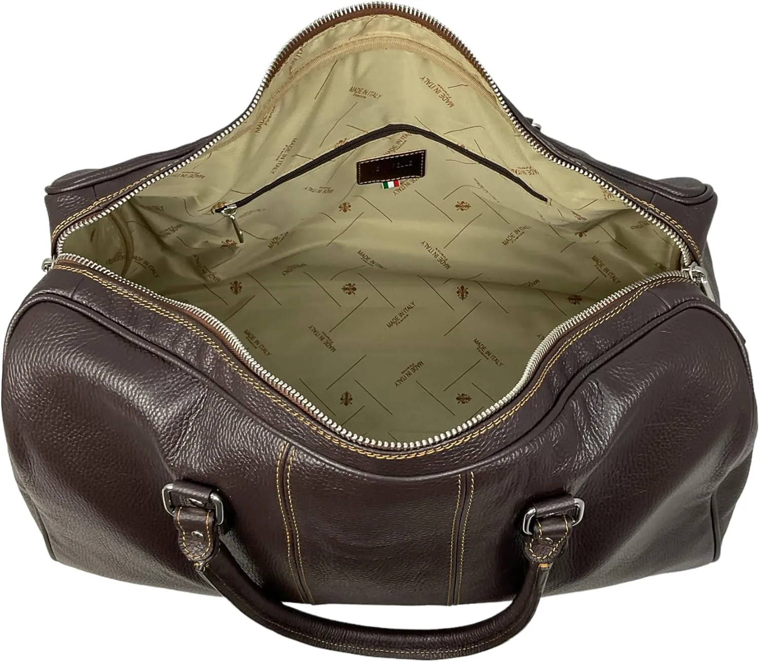 Colombo Travel Bag, Genuine Leather Made in Italy (Dark Brown)