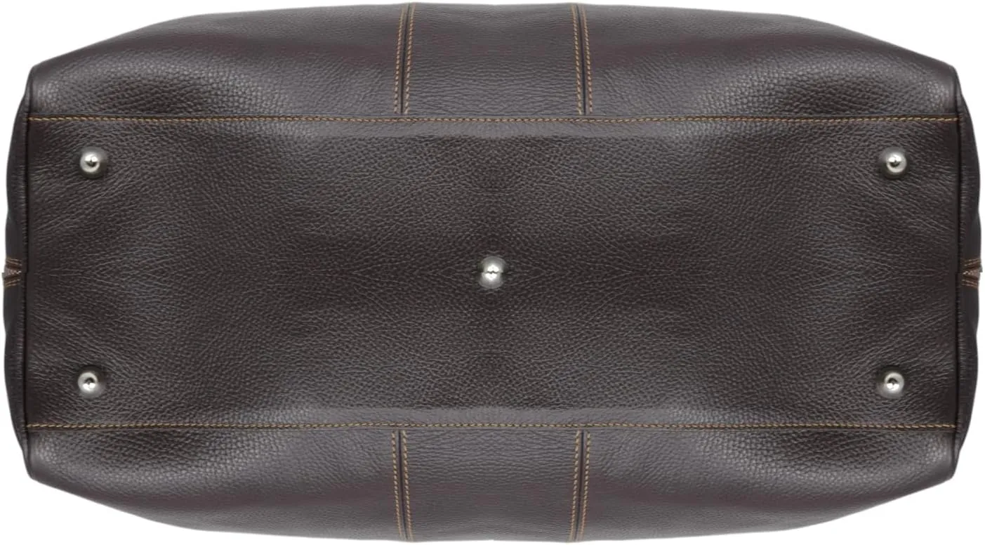 Colombo Travel Bag, Genuine Leather Made in Italy (Dark Brown)