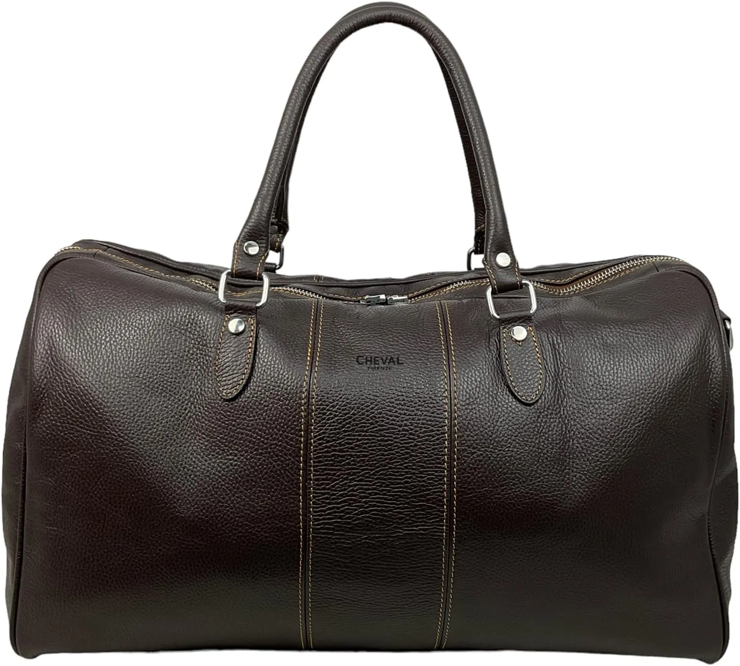 Colombo Travel Bag, Genuine Leather Made in Italy (Dark Brown)