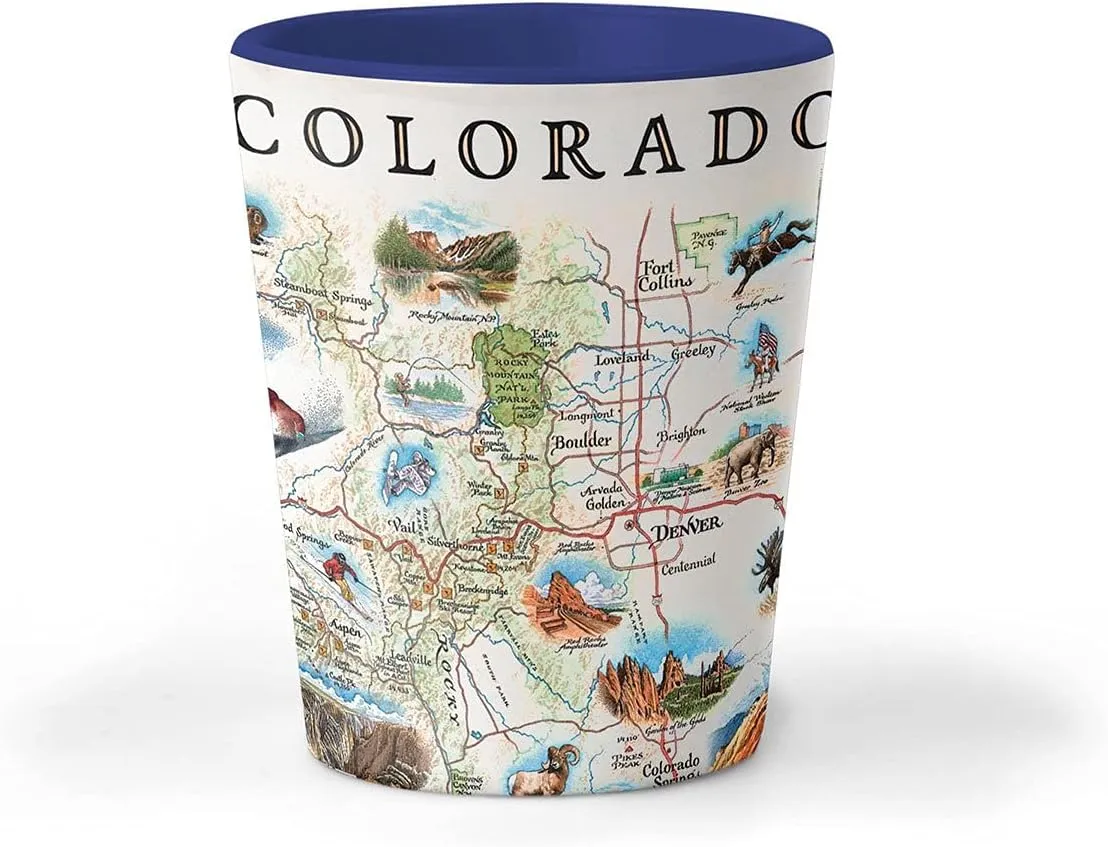 Colorado State Map Shot Glass – 1.5 oz Ceramic– BPA-Free, Durable Gift for Home, Office, Bar, or Souvenir