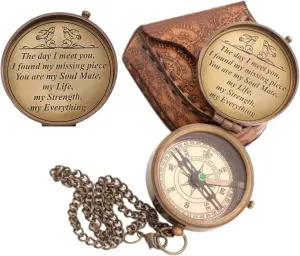 Compass with Leather Case with Love Quote/Gift for Him/Gift for Husband/Gift for Boyfriend Hiking Trekking Travel Outdoor by DOLLOND LONDON1920