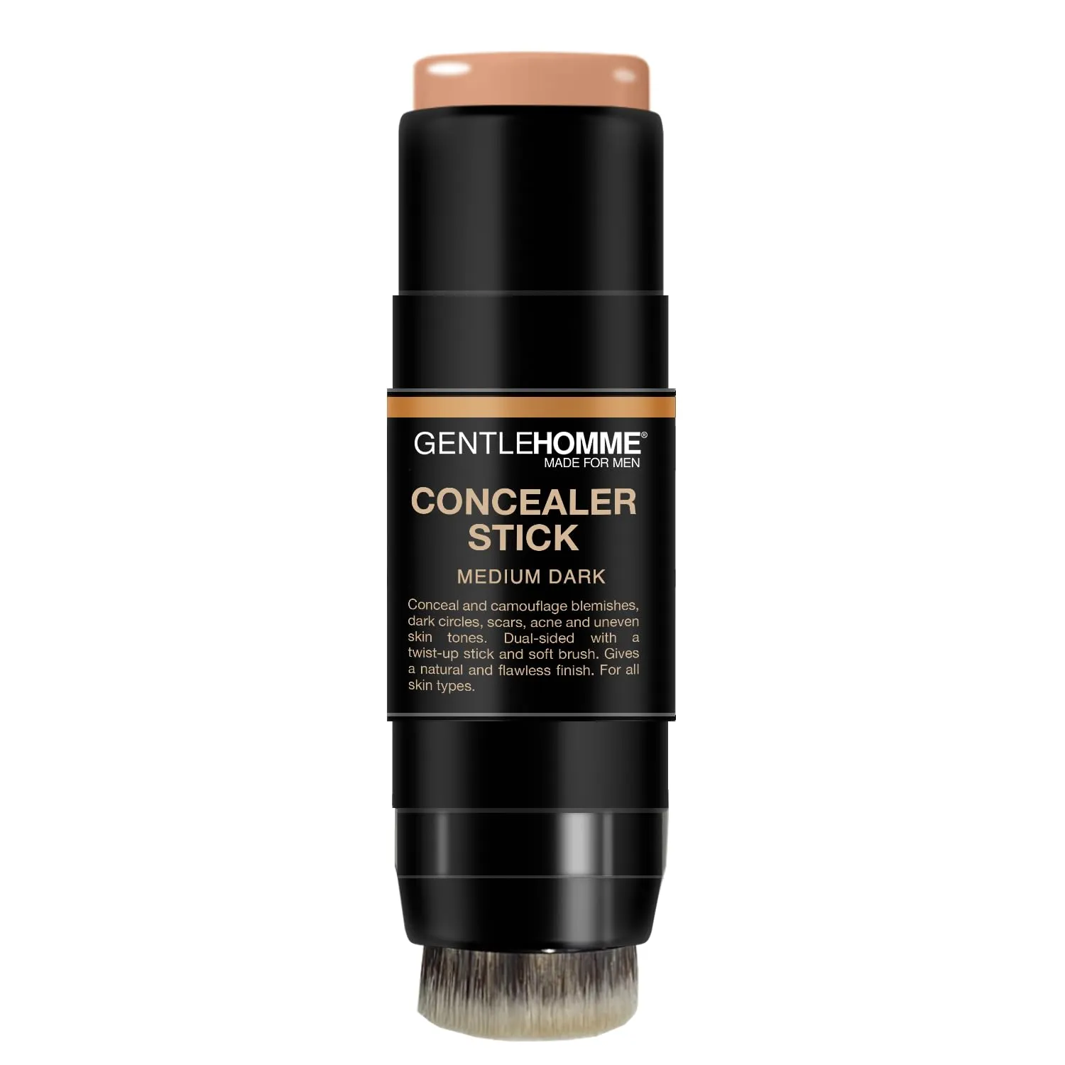 Concealer Stick with Brush for Men - Eraser Dark Circles - Men’s Multi-Use Concealer - Dual Sided Full Coverage with Soft Brush- Buildable Coverage Makeup - All Skin Type - (Medium Dark)