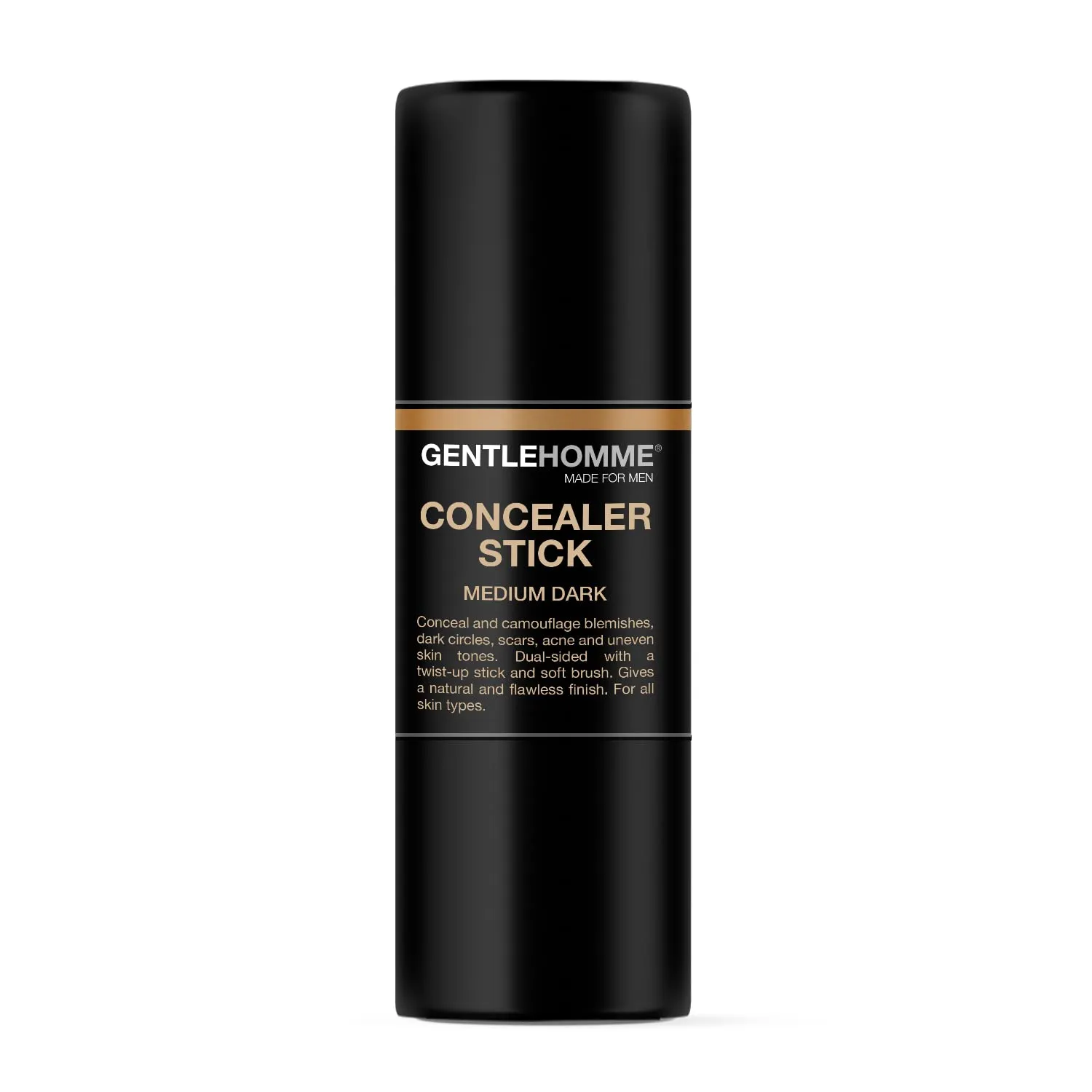 Concealer Stick with Brush for Men - Eraser Dark Circles - Men’s Multi-Use Concealer - Dual Sided Full Coverage with Soft Brush- Buildable Coverage Makeup - All Skin Type - (Medium Dark)