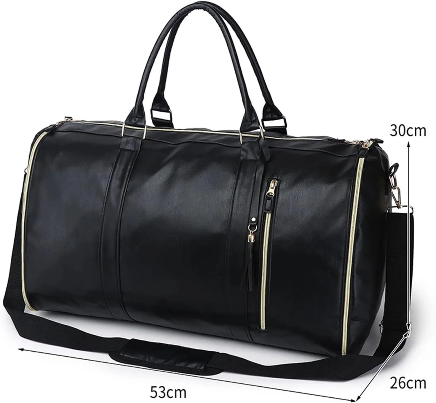 Convenient Travel Carry On Clothing Bag Large PU Leather Luggage Bag Fashion Travel Bag Suitable For Traveling, Business Trip, Outdoor(Pink)