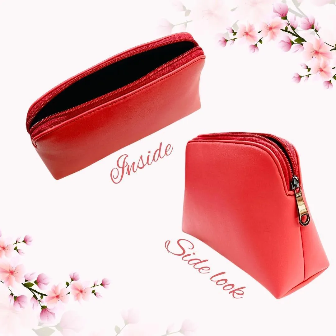 Coral Multipurpose Pouch with single Pocket | PU Leather Pouch with Motifs