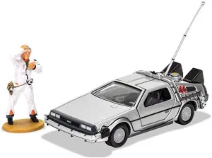 Corgi Diecast Model Cars - CC05503 Back to the Future DeLorean and Doc Brown Figure - 1:36 Pre-Built Model Vehicles Toy, Classic Metal Die Cast Collectible, Auto Toys Models for Adults - Silver