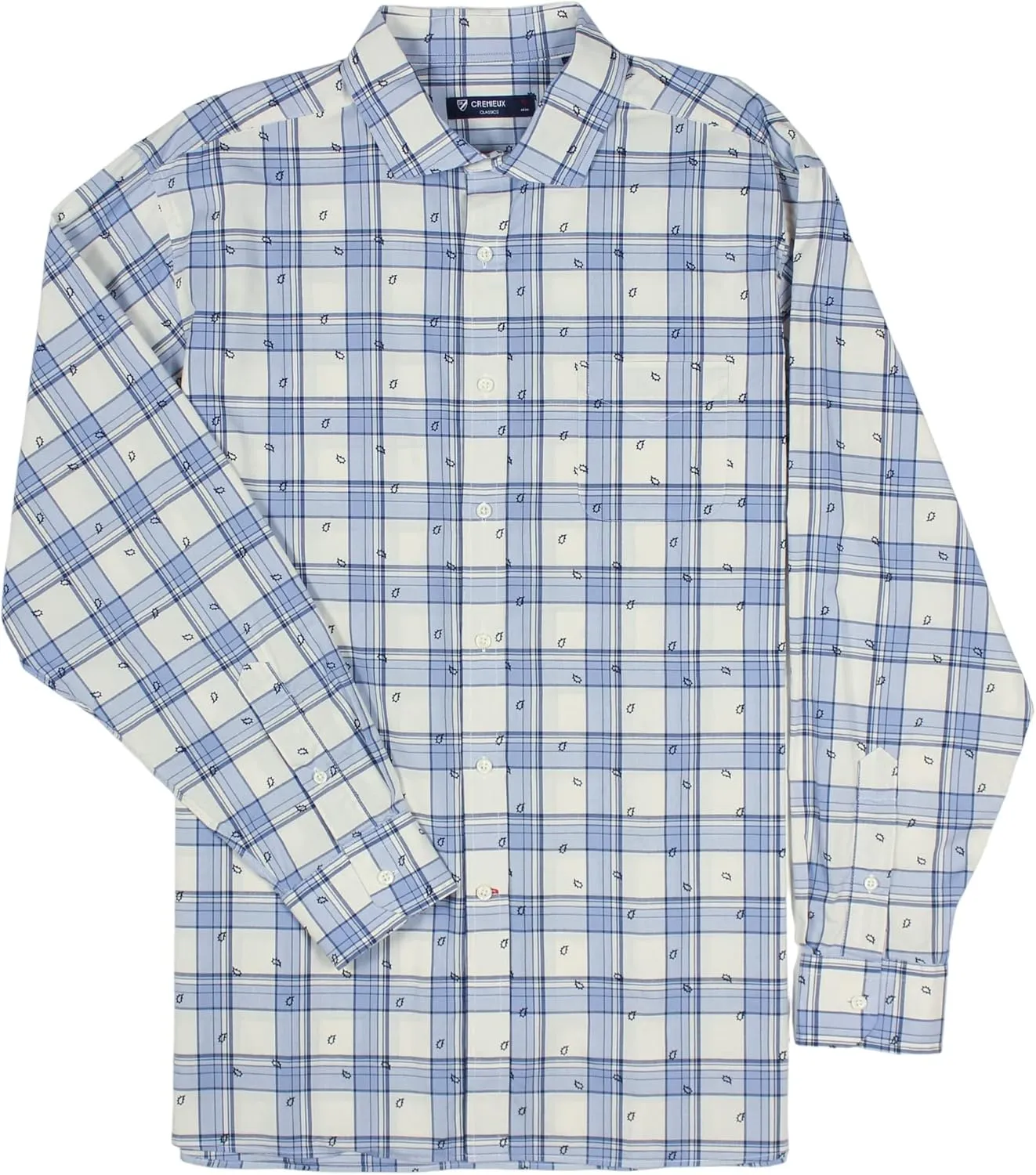 Cremieux Classics Men's Cotton Long Sleeve Button-Down Shirt with Pocket, Regular Sizes