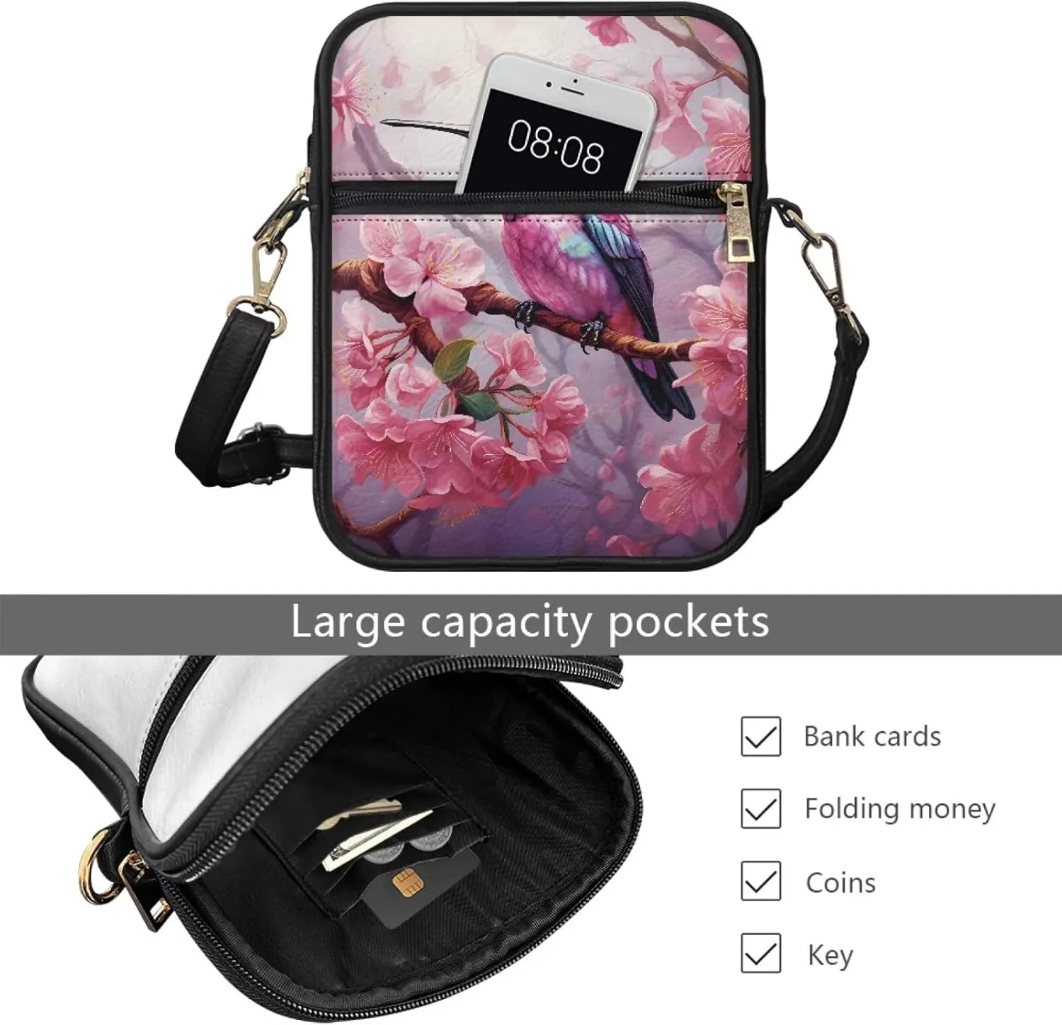 Crossbody Bag for Women Cell Phone Crossbody Hobo Purses Leather Small Crossbody Shoulder Bag