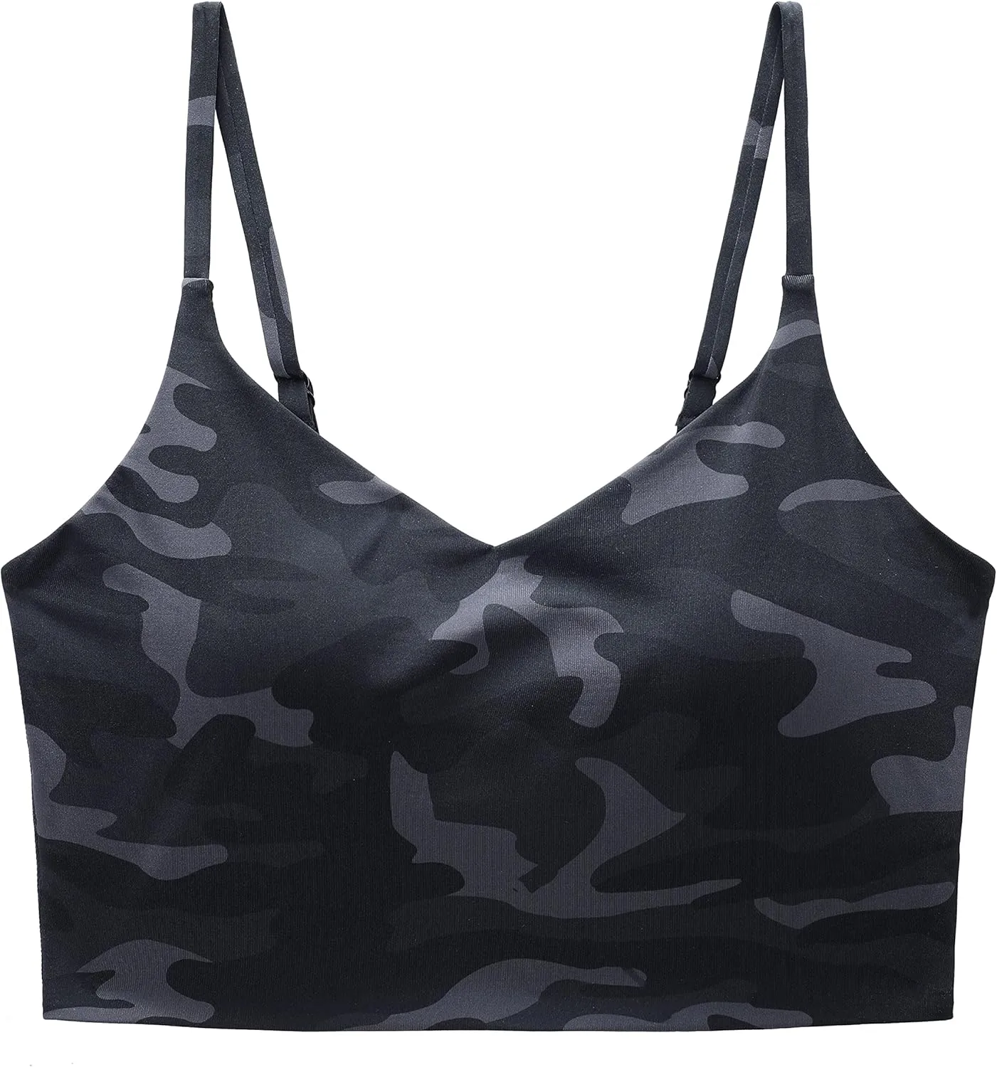 CRZ YOGA Women's Bikini Top Cropped V Neck Adjustable Spaghetti Straps Swimsuit Padded Athletic Bathing Suit