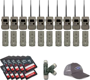 Cuddeback Cuddelink Wireless, 3rd Gen Sensor, Low-Glow IR Led Trail Camera with Antenna, Strap, and Mount (LL-2A) Bundle with PW-001 and Card (10-Pack) (32 Items)