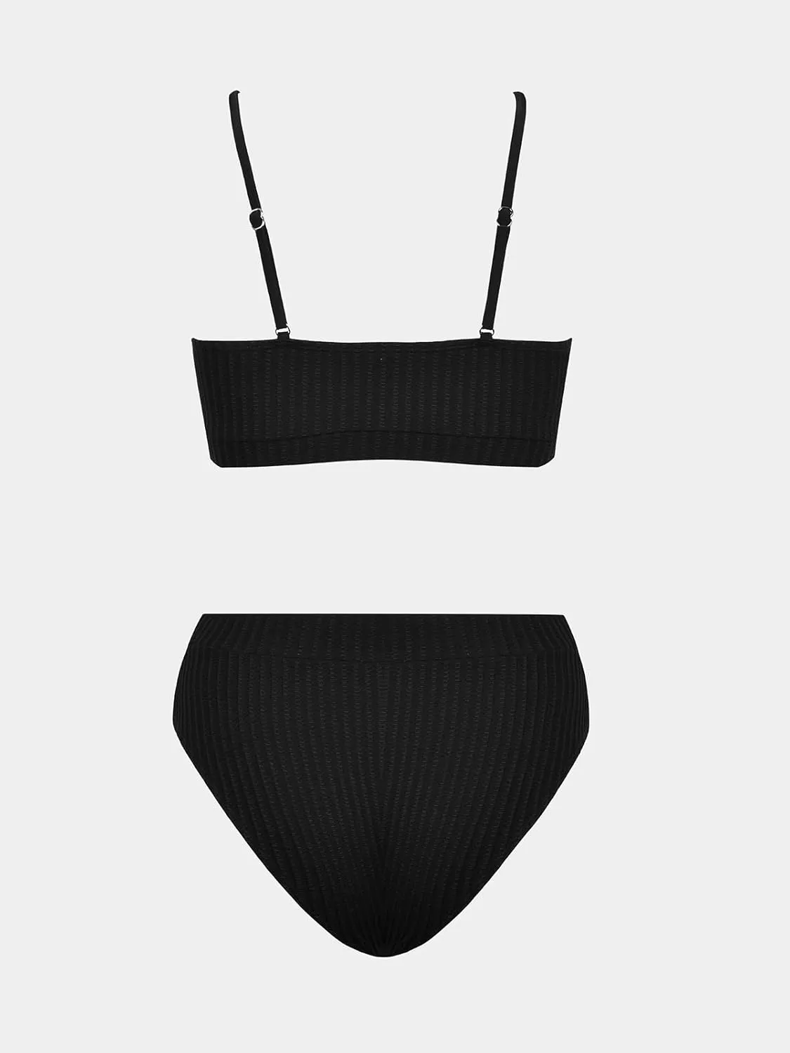 CUPSHE Women's Bikini Set Two Piece Swimsuits High Waisted Scoop Neck Spaghetti Adjustable Straps Textured
