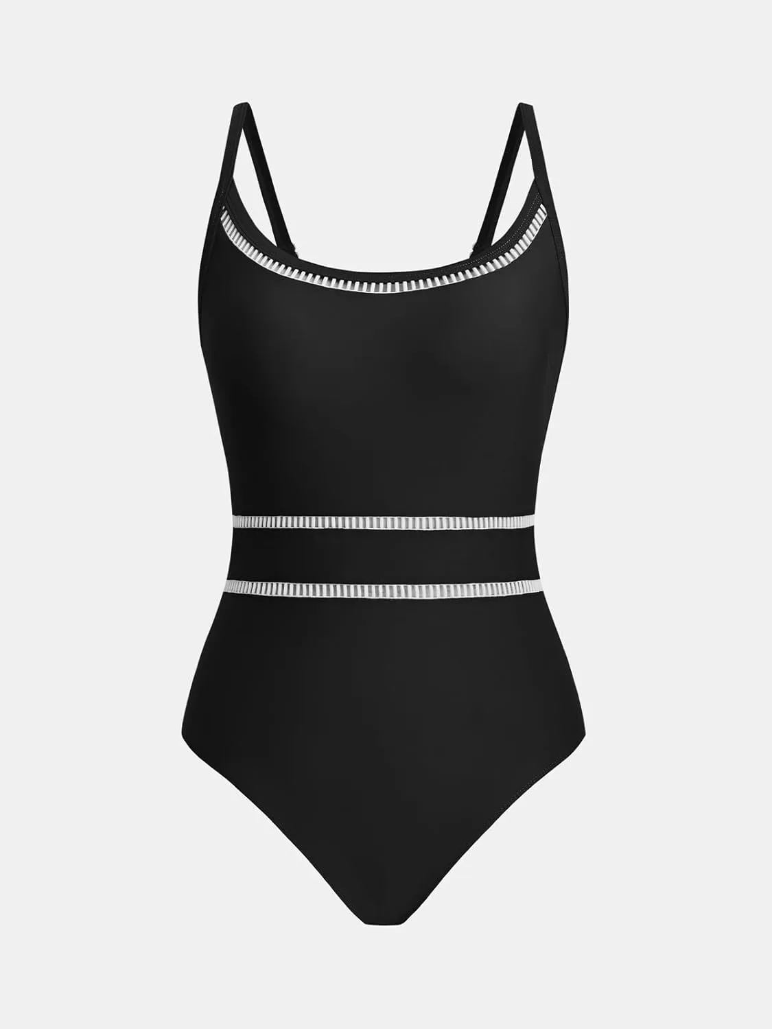 CUPSHE Women's One Piece Swimsuit Round Neck Bathing Suit Mesh Adjustable Straps Spaghetti
