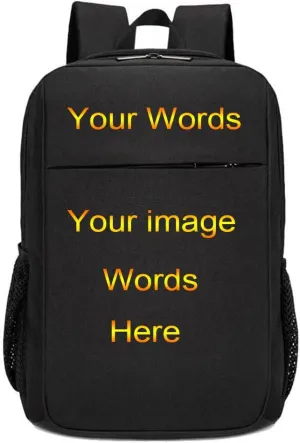 Custom Backpack for Men Women Personalized Back Pack for Teen (Black) Large