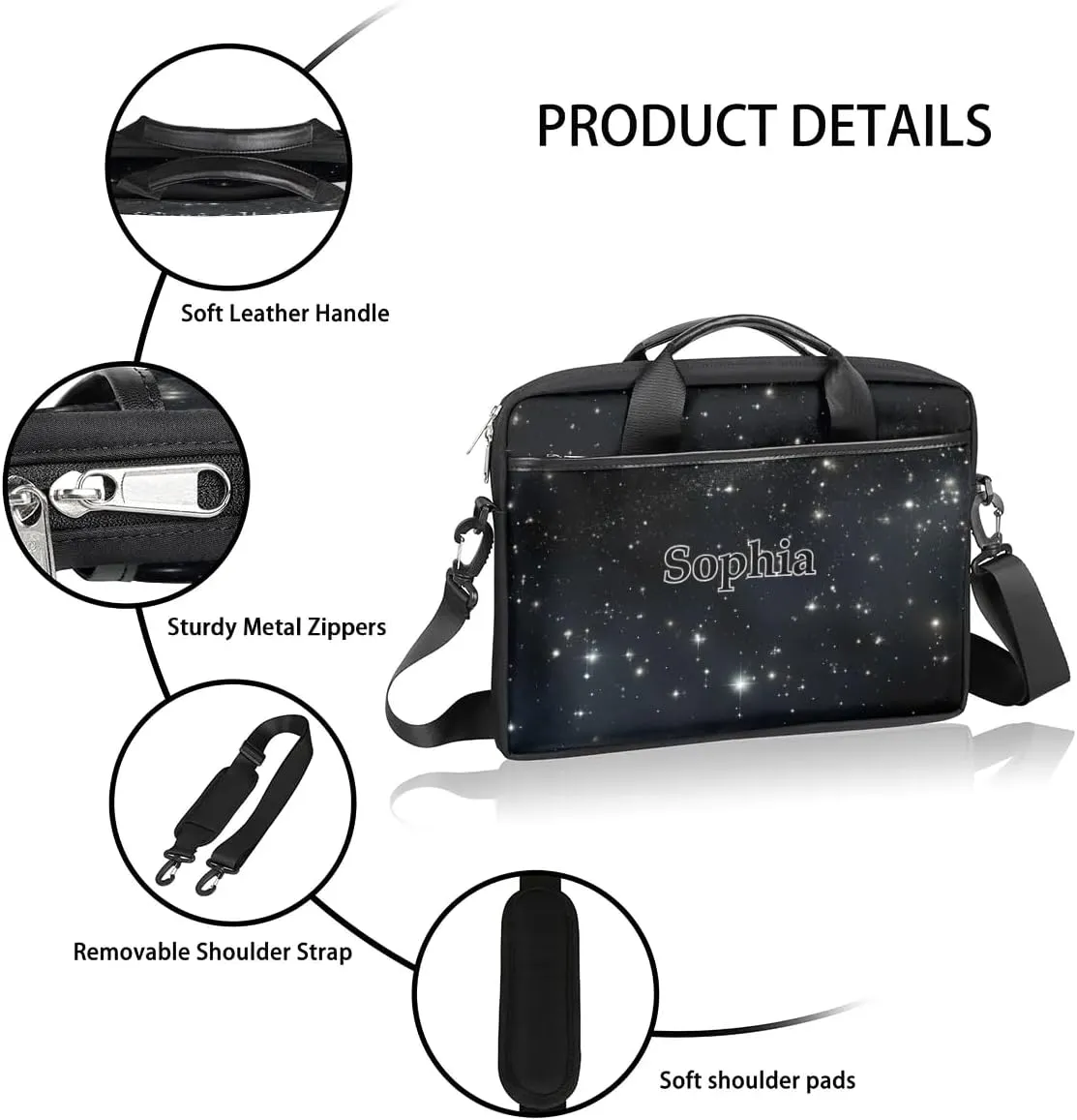 Custom-Laptop-Bag for-Adults Personalized Laptop-Shoulder-Bag with-Name Computer-Bag Meteor Work-Bag