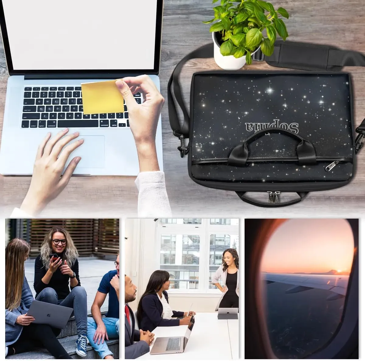 Custom-Laptop-Bag for-Adults Personalized Laptop-Shoulder-Bag with-Name Computer-Bag Meteor Work-Bag