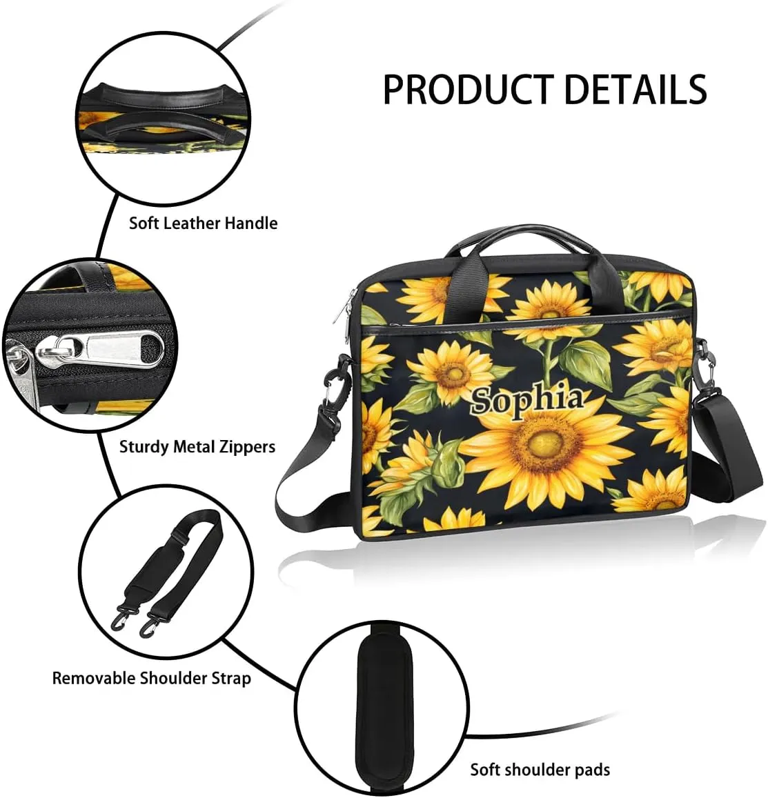 Custom-Laptop-Bag for-Adults Personalized Laptop-Shoulder-Bag with Name Computer-Bag Unicorn Work Bag