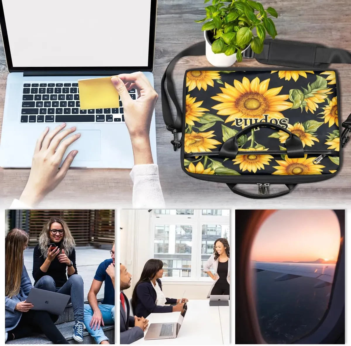 Custom-Laptop-Bag for-Adults Personalized Laptop-Shoulder-Bag with Name Computer-Bag Unicorn Work Bag