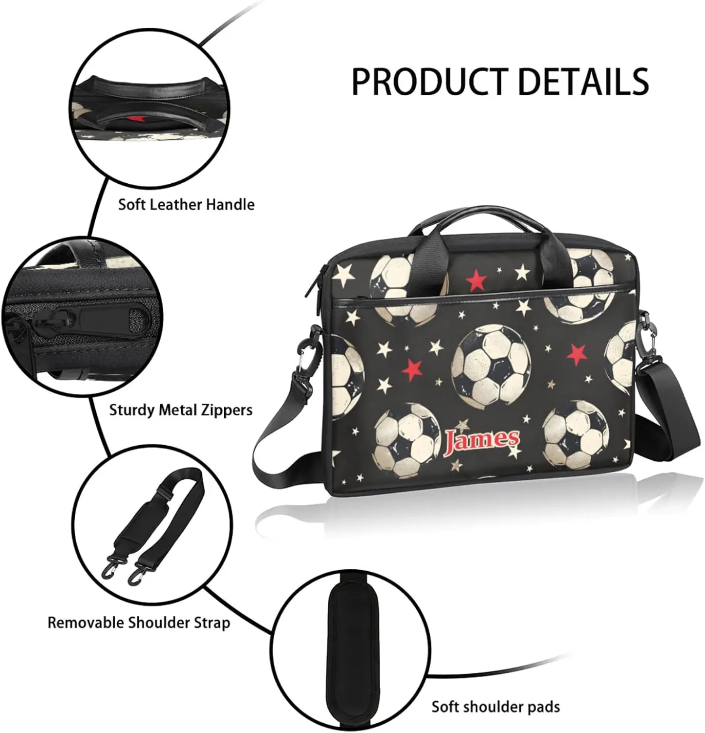 Custom-Laptop-Bag for-Adults Women Men Personalized with-Name Computer-Bag Colorful Basketball