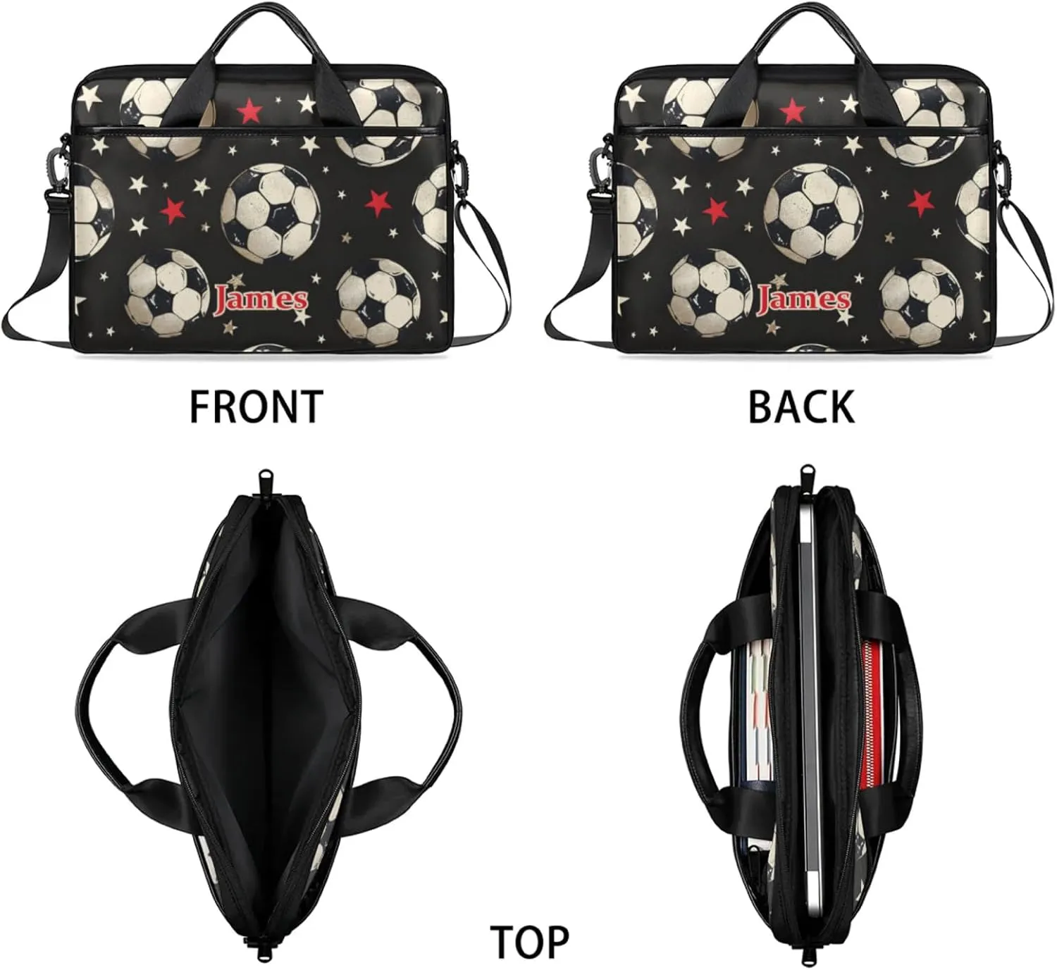 Custom-Laptop-Bag for-Adults Women Men Personalized with-Name Computer-Bag Colorful Basketball