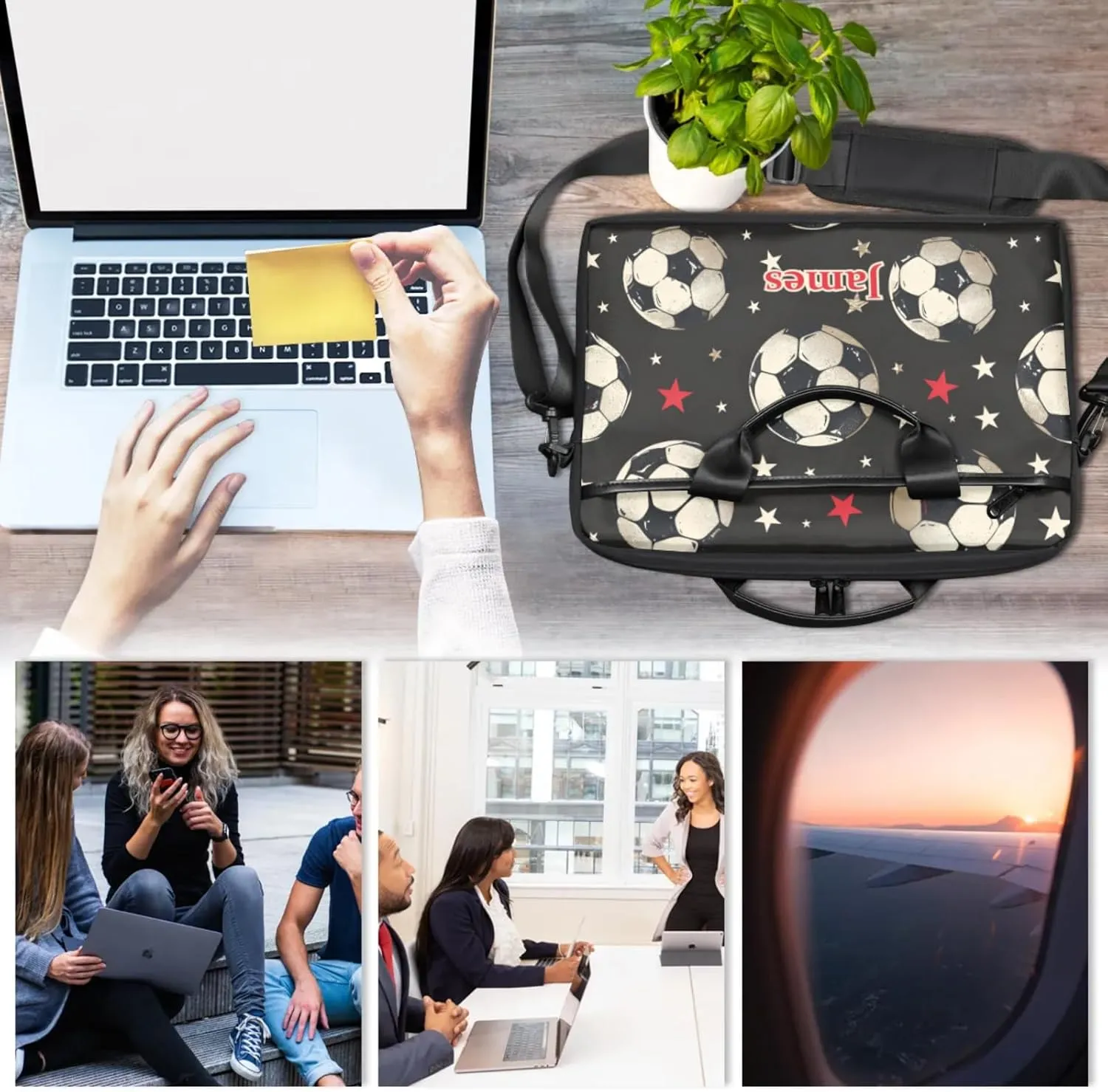 Custom-Laptop-Bag for-Adults Women Men Personalized with-Name Computer-Bag Colorful Basketball