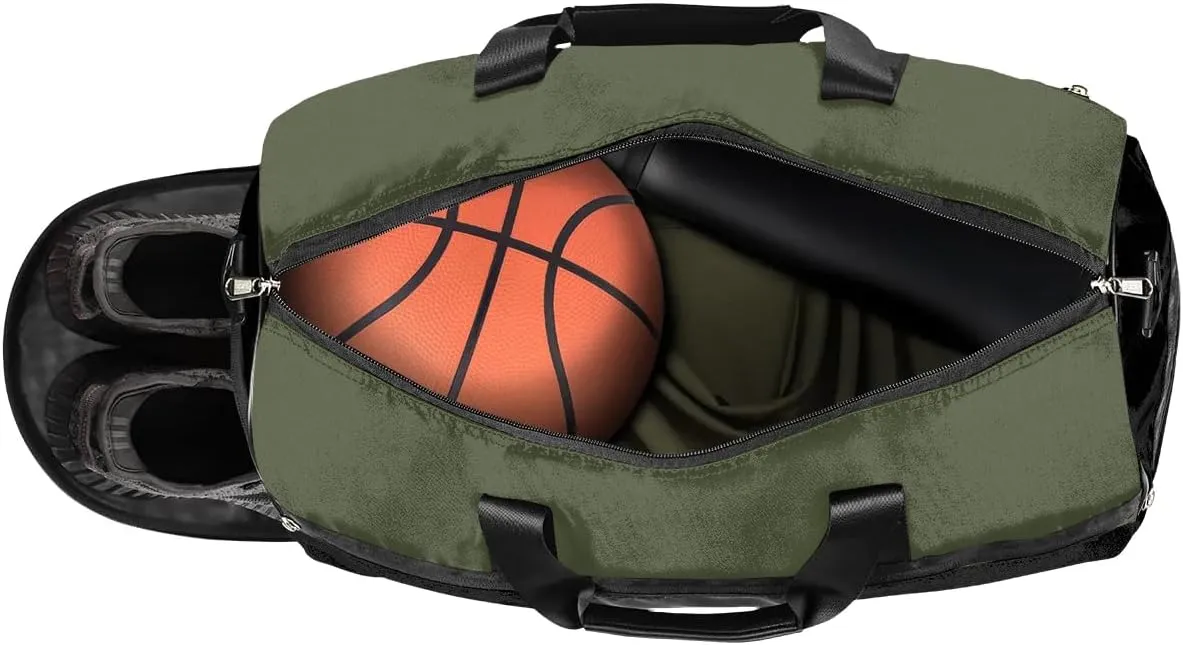 Custom Large Duffel Bags for Men Women Overnight Bags Adults Gym Duffel Bag for Training Soccer Swim Yoga Travel Dark Green