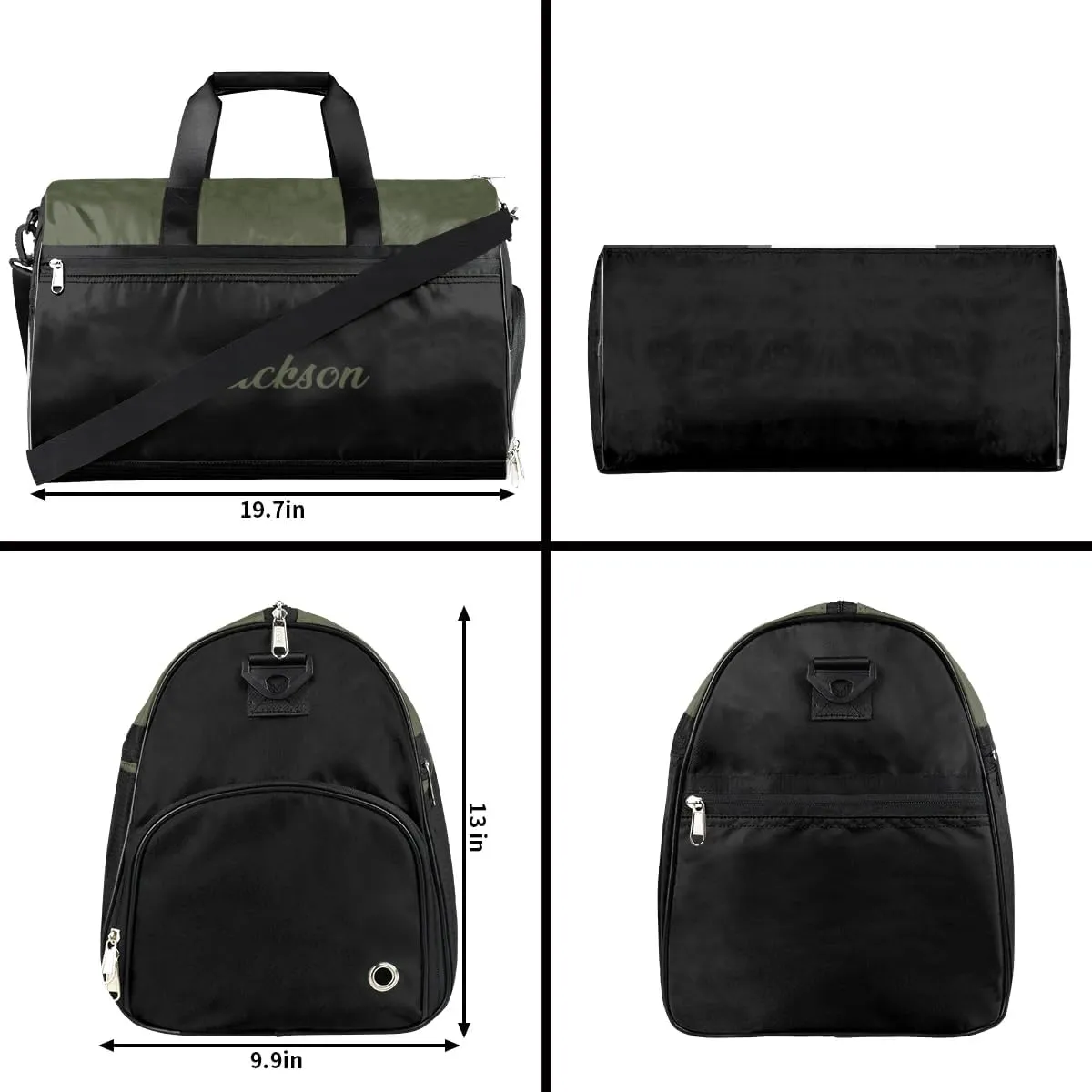 Custom Large Duffel Bags for Men Women Overnight Bags Adults Gym Duffel Bag for Training Soccer Swim Yoga Travel Dark Green