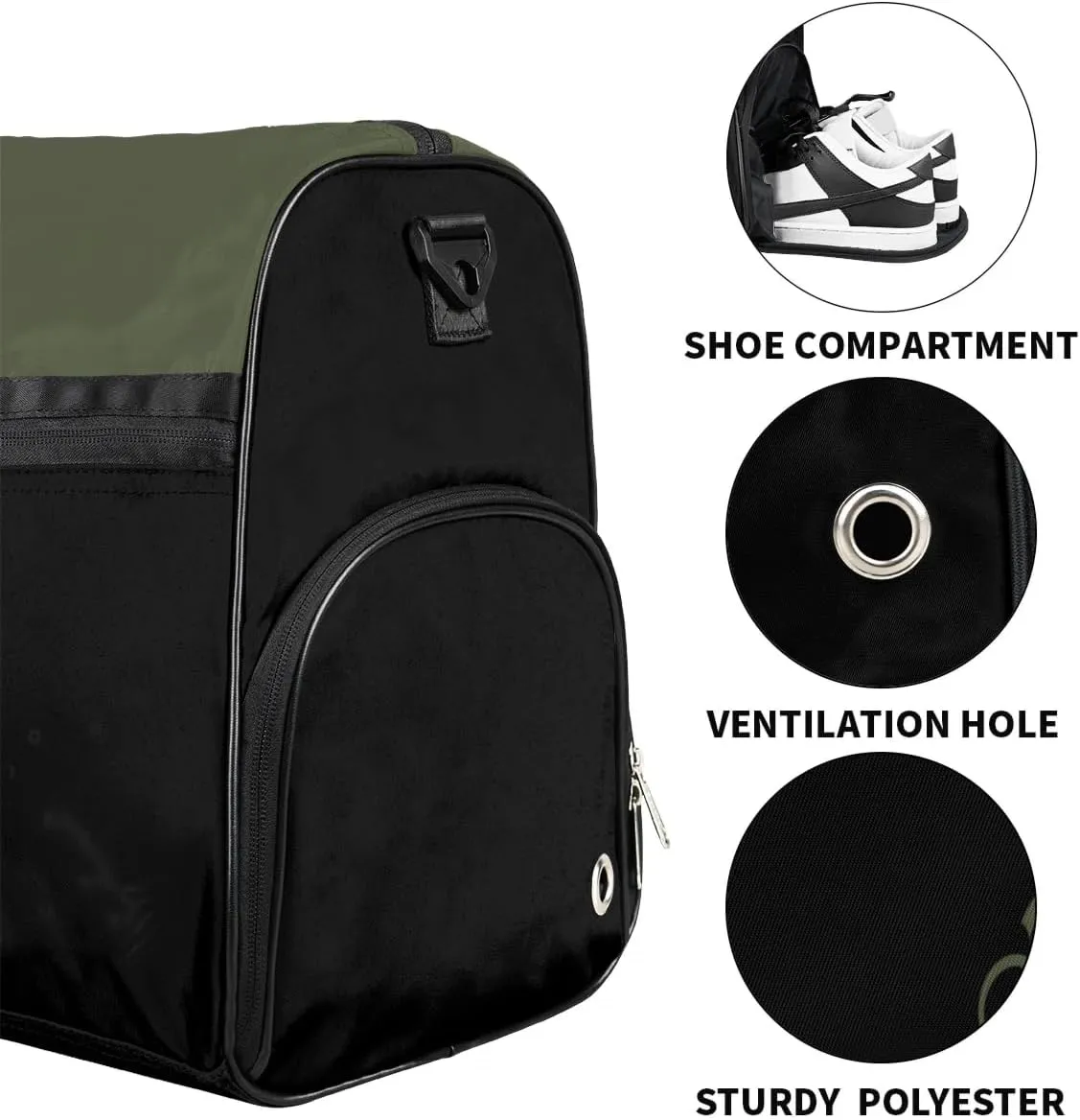 Custom Large Duffel Bags for Men Women Overnight Bags Adults Gym Duffel Bag for Training Soccer Swim Yoga Travel Dark Green