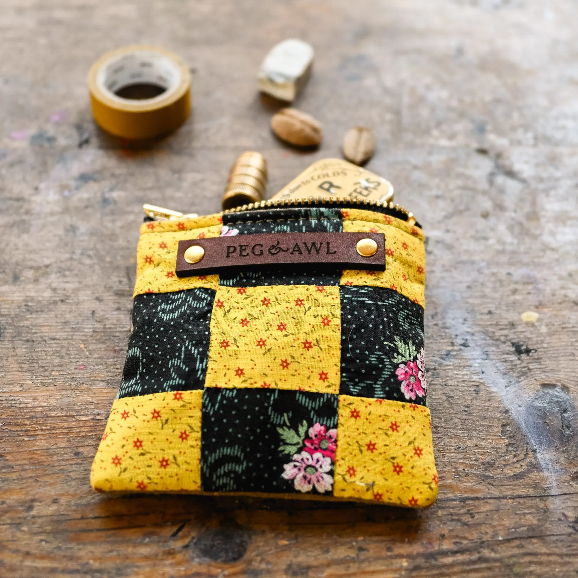 Custom Pouch with Antique Quilt Block: Nadine