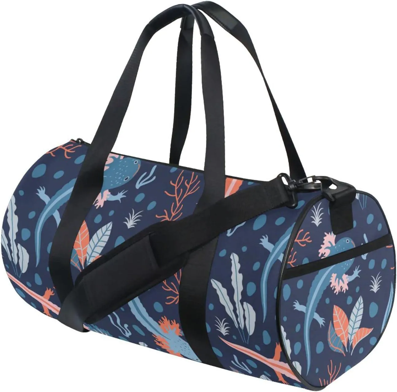 Cute Axolotl Salamander Duffel Bags Gym Bag Round Sports Bag Canvas Travel Luggage Overnight Bags for Men Women