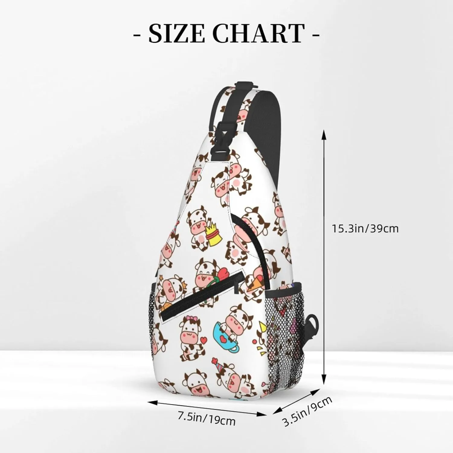 Cute Cow Crossbody Sling Backpack Sling Bag Adjustable Chest Shoulder Daypack For Women Men