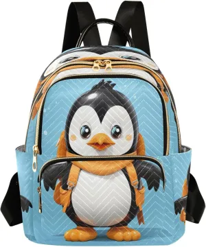 Cute Penguin with Backpack Backpack Purse for Women Fashion Small Mini Daypack Purse for Lady Anti-theft Shoulder Bag for Lady Women