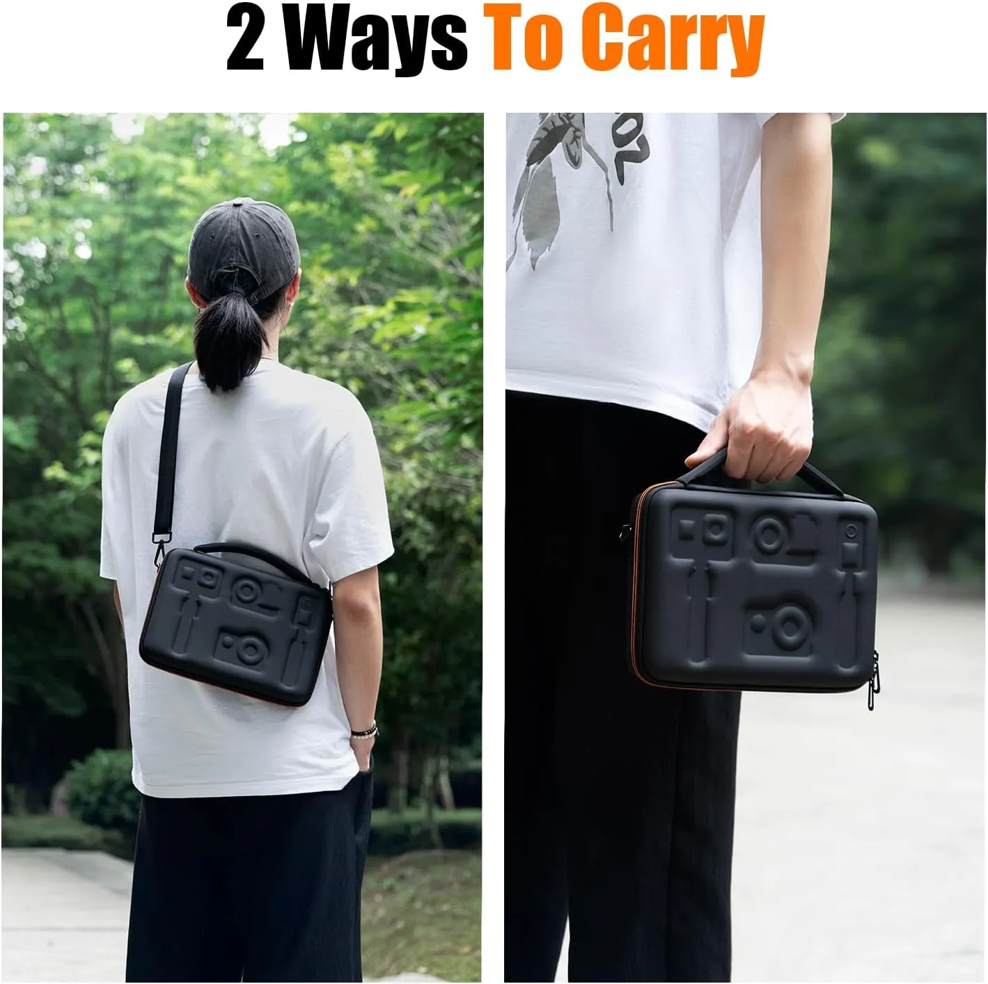 Cwatcun Action Camera Carrying Case for GoPro Hero/DJI Osmo Pocket 3/Action, Waterproof Carrying Case Shoulder Bag, Travel Case for Most Action Camera and Accessories