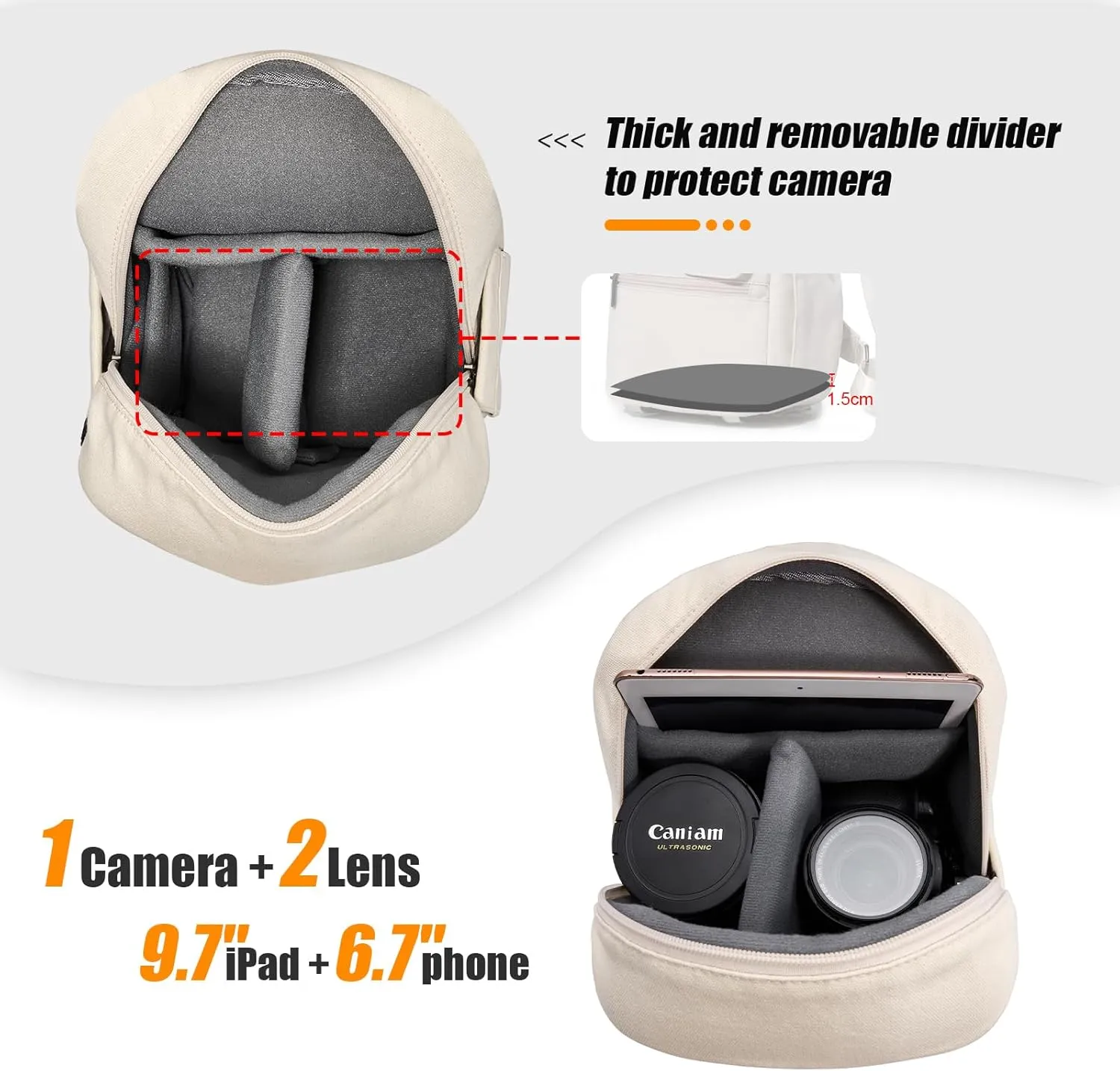 Cwatcun Camera Bag Crossbody Shoulder Messenger Camera Case, Lightweight DSLR/SLR/Mirrorless Photography Bag with Tripod Holder and Rain Cover for Canon, Nikon, Sony, Fuji Cameras, Lens Accessories