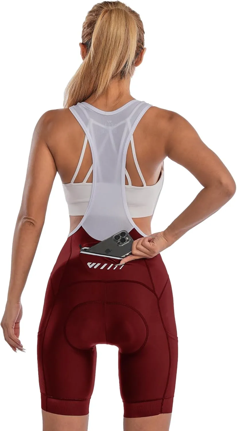 Cycling Bibs Women Padded Bike Shorts Womens Bicycle Shorts with Padding 4D Biking Pants with Mesh Pockets