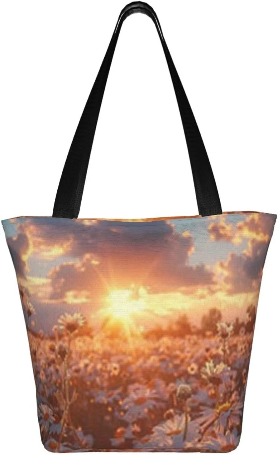 D-aisy Tote Shopping Bag, Hobo Bag Casual Handbag Large Capacity Shopping Work Bag. Black