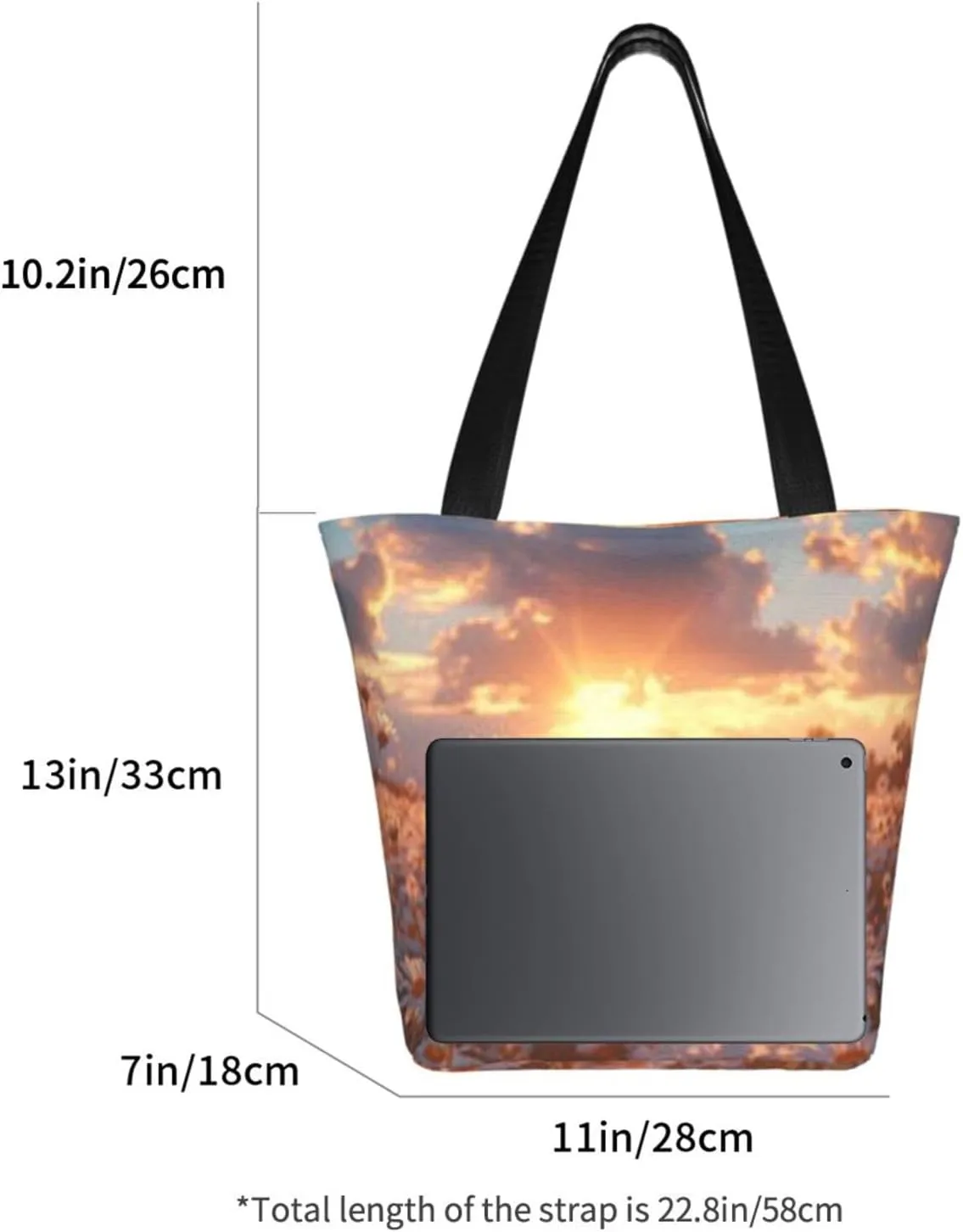 D-aisy Tote Shopping Bag, Hobo Bag Casual Handbag Large Capacity Shopping Work Bag. Black