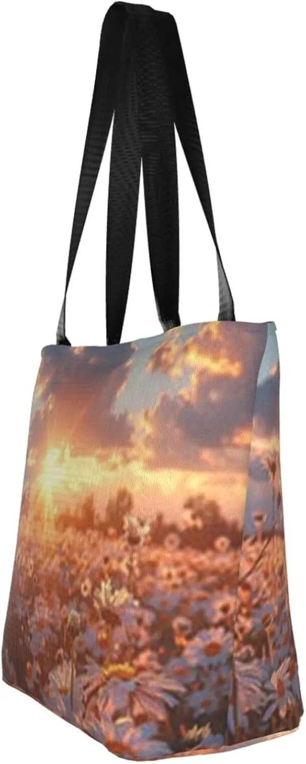 D-aisy Tote Shopping Bag, Hobo Bag Casual Handbag Large Capacity Shopping Work Bag. Black