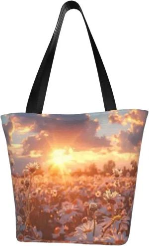 D-aisy Tote Shopping Bag, Hobo Bag Casual Handbag Large Capacity Shopping Work Bag. Black