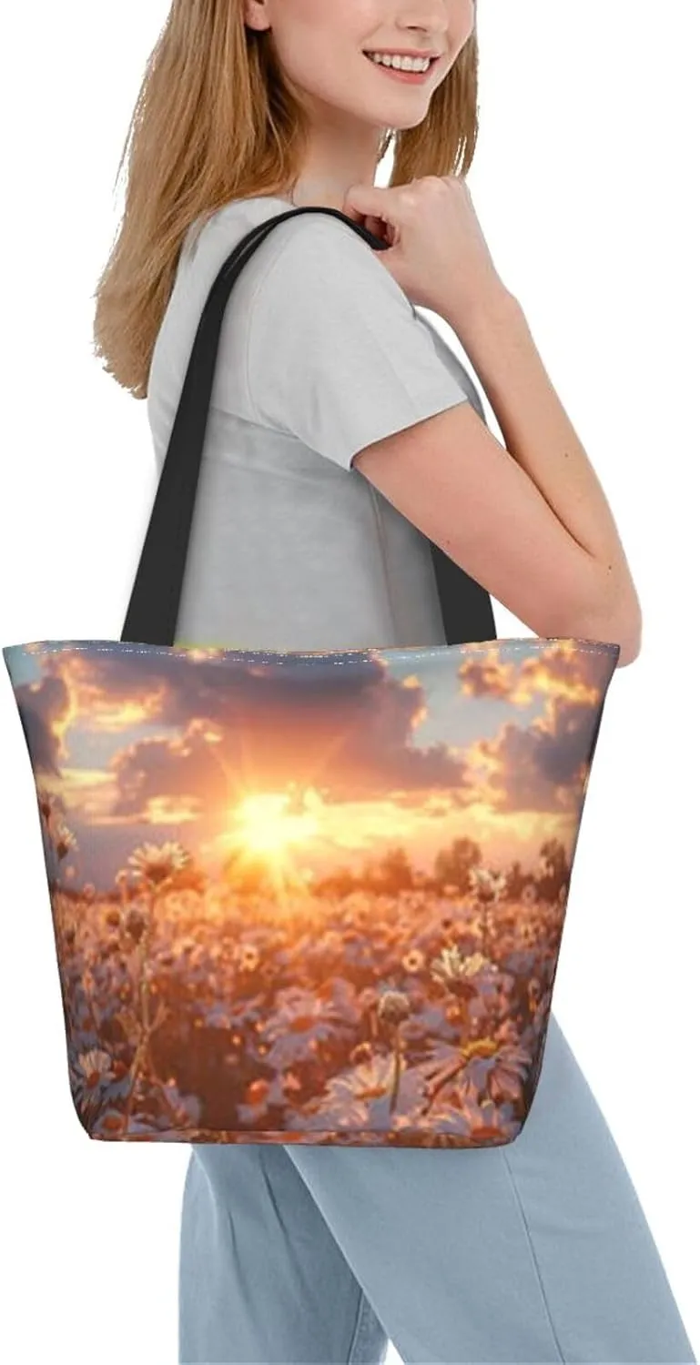 D-aisy Tote Shopping Bag, Hobo Bag Casual Handbag Large Capacity Shopping Work Bag. Black
