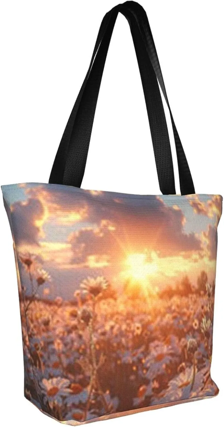 D-aisy Tote Shopping Bag, Hobo Bag Casual Handbag Large Capacity Shopping Work Bag. Black