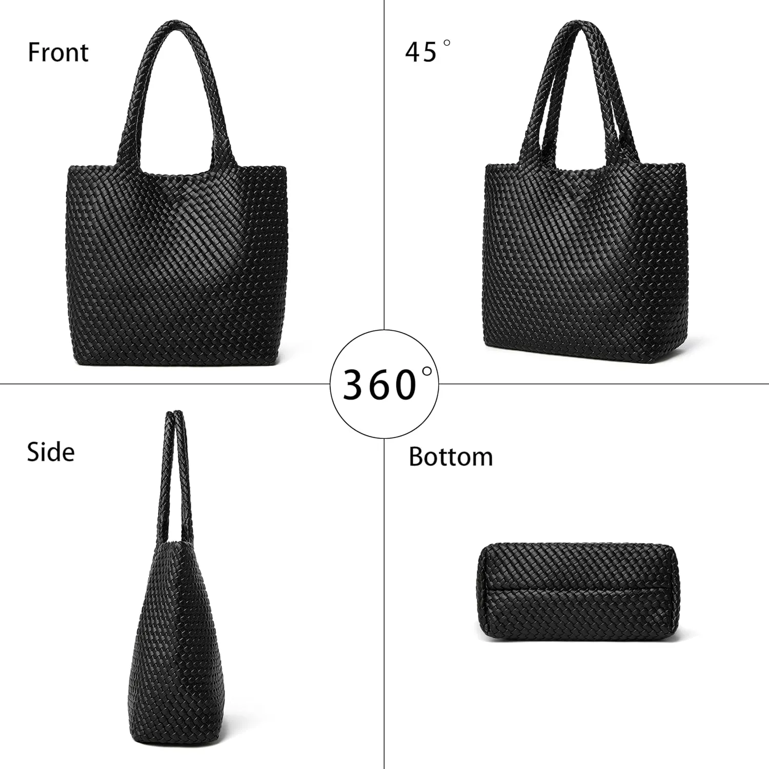 DAILANDO Fashion Woven Tote Bag For Women Soft Hobo Weave Shoulder Purse With Insert Organizer