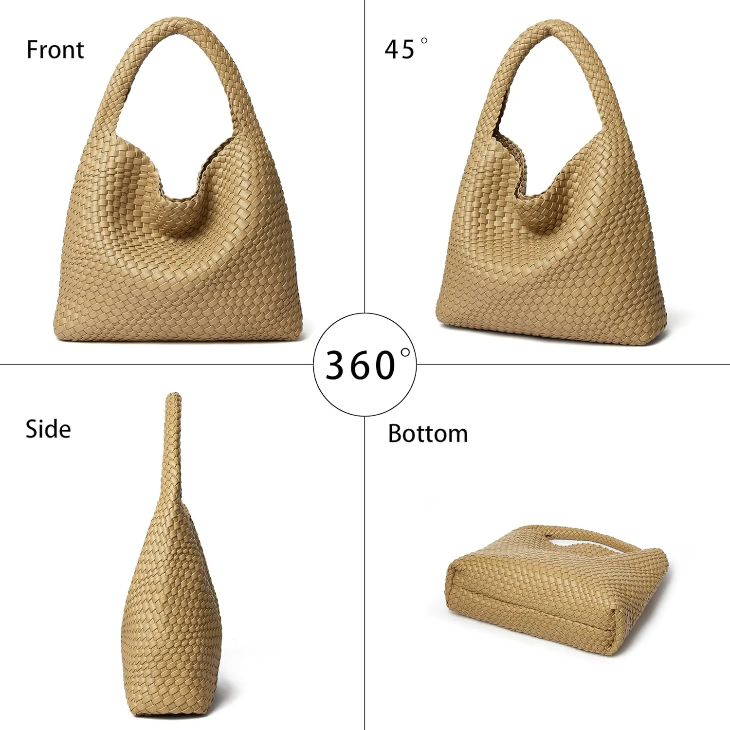 DAILANDO Fashion Woven Tote Bag For Women Soft Hobo Weave Shoulder Purse With Insert Organizer